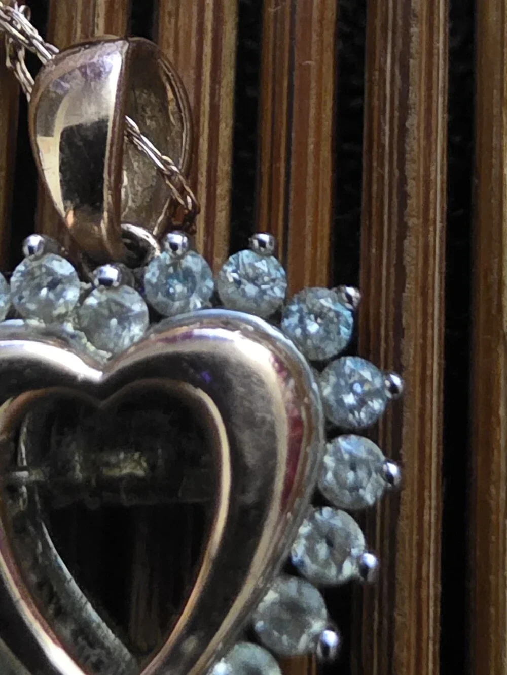 10k Diamond Heart Rose Gold Necklace (Vintage)